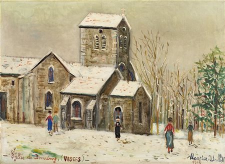 Maurice Utrillo "Eglise Saint-Remy sous la neige, Domrémy-la-Pucelle (Vosges)" 1