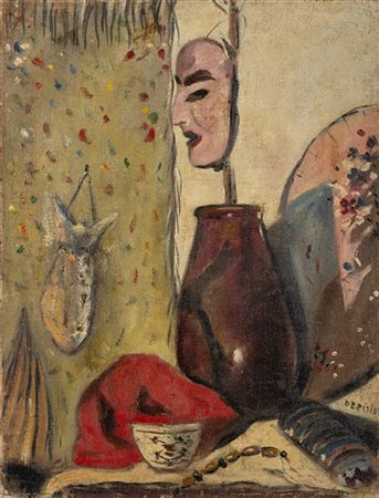 Filippo De Pisis "Natura morta con maschera" 1926
olio su tela
cm 65x50
Firmato