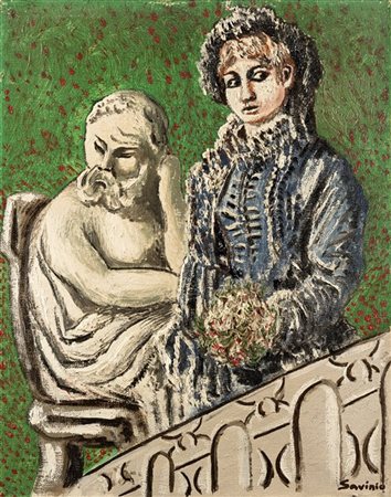 Alberto Savinio "La fille de la statue" 1926-1927
olio su tela
cm 35,5x27
Firmat