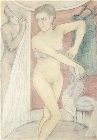 Pierre Klossowski "Le temps d'un essayage" 1972
pastelli su carta
cm 107x74
Firm