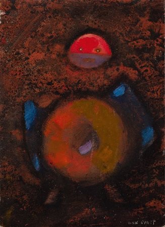 Max Ernst "Senza titolo" 1959 circa
olio su carta applicata su tavola
cm 21,2x15