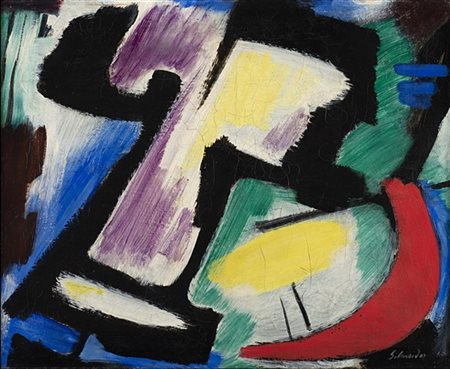 Gérard Schneider "Opus 492" 1952
olio su tela
cm 50x61
Firmato e datato I.52 in