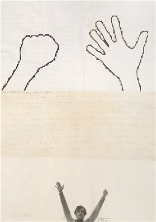 Alighiero Boetti "San Bernardino (Mano aperta pugno chiuso)" 1978
tecnica mista