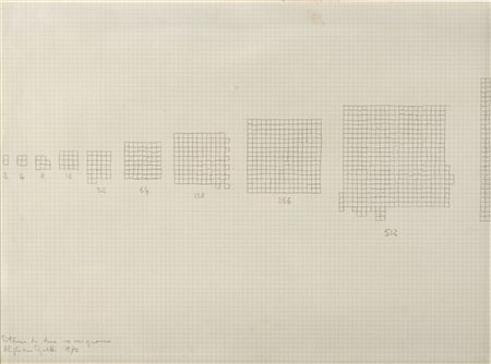 Alighiero Boetti "Potenza di due" 1970
matita su carta
cm 48x66,2
Firmato, titol