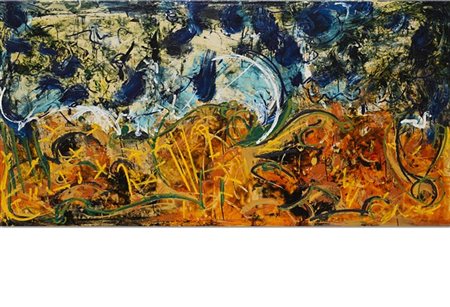 Mario Schifano "Orizzonte" 1987
smalto e acrilico su tela
cm 100x200
Firmato e t