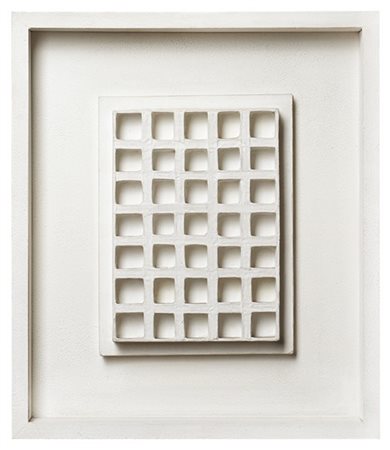 Jan Schoonhoven "R70-16" 1970
rilievo in papier-maché dipinto
cm 24x18x3
Firmato