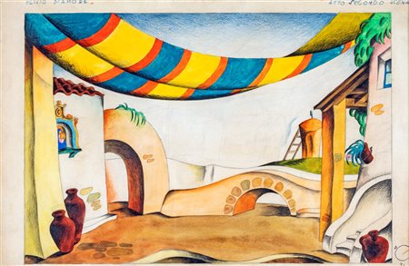 Mario Pompei Scenografia per “Elisir d’amore”, Atto Secondo, Scena I