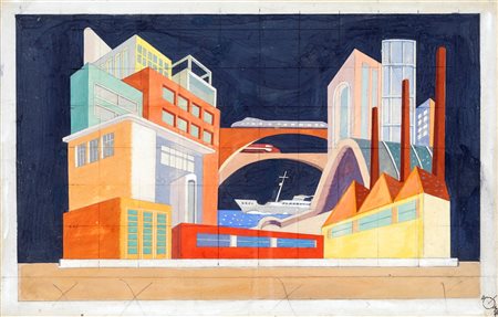 Mario Pompei Bozzetto di scena di “Evviva, Abbasso”