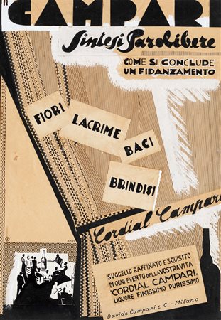 Marcello Nizzoli Campari, Sintesi Parolibere. Come si conclude un fidanzamento "Fiori lacrime baci brindisi"