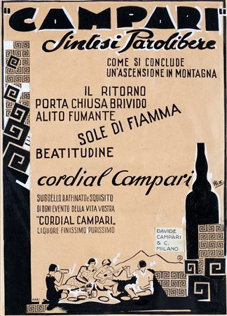 Marcello Nizzoli Campari, sintesi paroliere. Come si conclude un'ascensione in montagna "Il ritorno porta chiusa alito fumante. Sole di fiamma beatitudine".