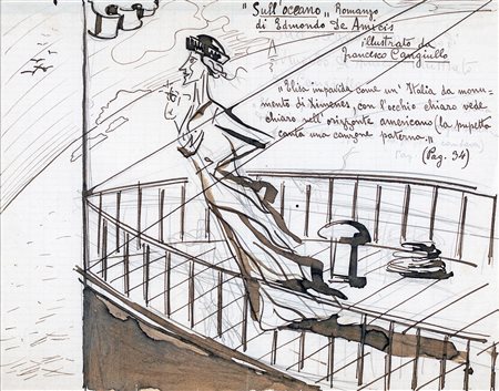 Francesco Cangiullo Illustrazione per il romanzo "Sull'oceano" di Edmondo De Amicis