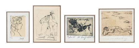 Lotto di 4 acquaforti