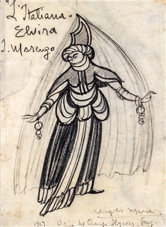 Virgilio Marchi Bozzetto di scena per Elvira da "L'Italiana in Algeri" di Rossini