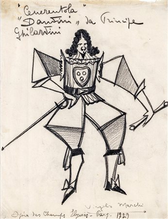 Virgilio Marchi Bozzetto di scena per Dandini da "Cenerentola" di Rossini