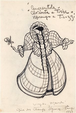 Virgilio Marchi Bozzetto di scena per Clorinta e Tisbe da Cenerentola di Rossini