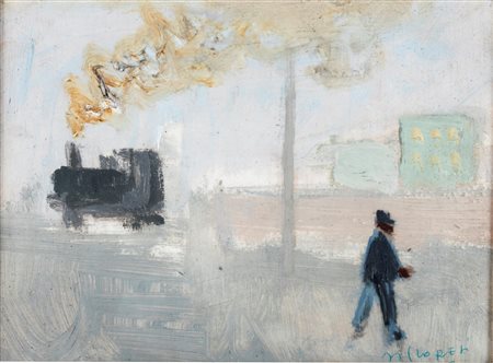 Franco Villoresi Periferia con treno a vapore