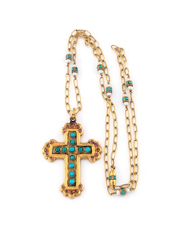 CROCIFISSO CON PERLINE E TURCHESI