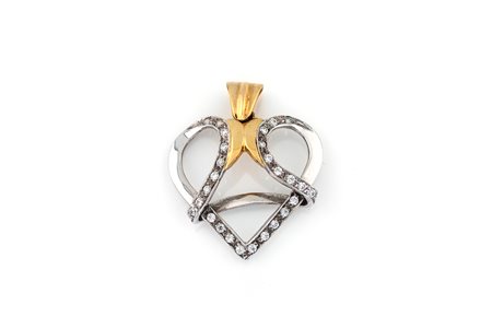 CIONDOLO A CUORE IN ORO BIANCO E GIALLO