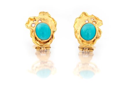 ORECCHINI CON TURCHESI E DIAMANTI