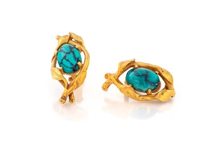 ROCCHI, ORECCHINI CON TURCHESE CABOCHON