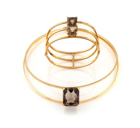 ROCCHI, DEMI-PARURE CON QUARZI FUME'