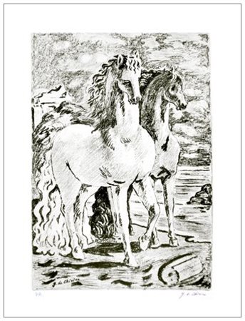 GIORGIO DE CHIRICO Volos (Grecia) 1888 – Roma 1978 Cavalli antichi 1966...