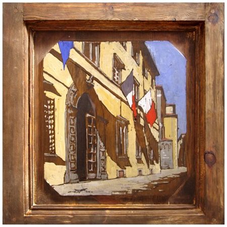 MASSIMO LOMI Livorno 1953 Luci in comune 2012 Tempera su tavola 45 x 48....