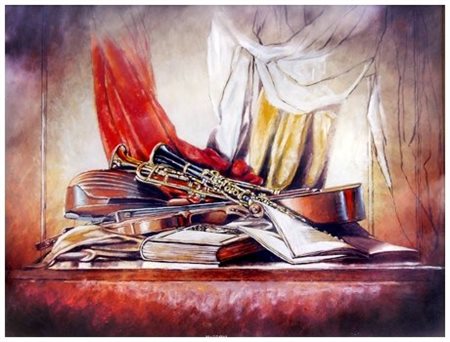 SERGIO NARDONI Firenze 1947 Natura morta Olio su faesite 40 x 50. Firma in b....