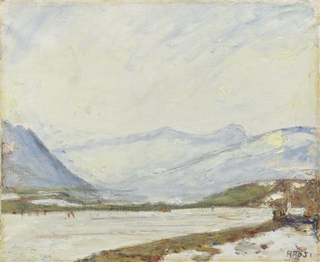 Arturo Tosi Busto Arsizio (Va) 1871 - Milano 1956 Paesaggio Olio su tela, cm....