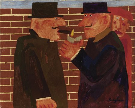 Franz Borghese Roma 1941 - 2005 L'accendino Olio su tela, cm. 39,8x50 Firma...