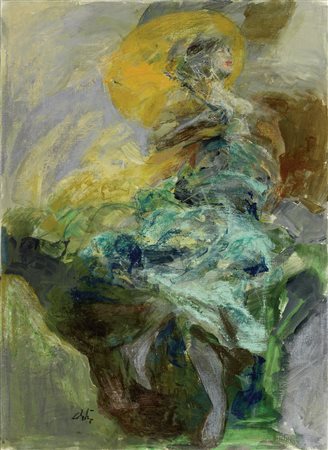 Ennio Calabria Tripoli 1937 Figura Olio su tela, cm. 52x38 Firma in basso a...