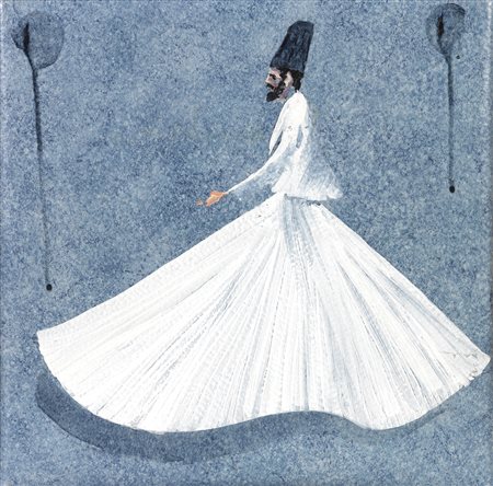 Aldo Mondino Torino 1939 - 2005 Senza titolo Olio su linoleum, cm. 40x40...