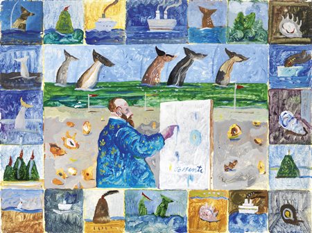 Antonio Possenti Lucca 1933 - 2016 Autoritratto sul mare, 1985 Olio su...