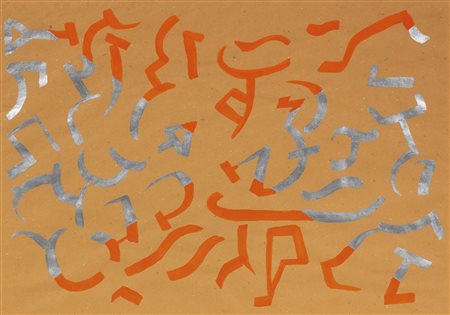 Carla Accardi Trapani 1924 - Roma 2014 Diagonali arancio argento, 2001...