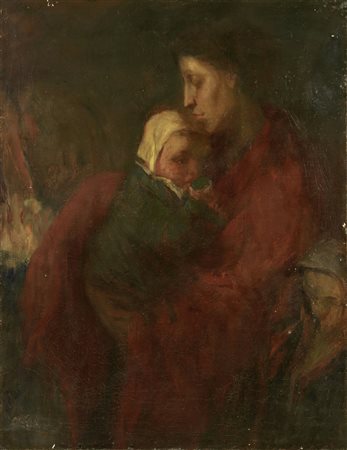 Felice Carena Cumiana (To) 1879 - Venezia 1966 Donna con bambino, 1905 Olio...