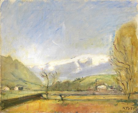 Arturo Tosi Busto Arsizio (Va) 1871 - Milano 1956 Paesaggio Olio su tela, cm....
