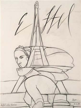 Valerio Adami "Eiffel et la chimere" 1989
matita su carta
cm 48x36
Firmato e dat