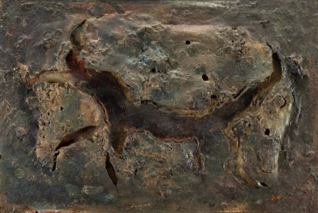 Roberto Crippa "Senza titolo" 1950 circa
ceramica policroma
cm 34x48
Firmato al