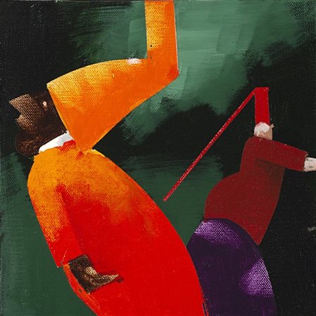 Emilio Tadini "Fiaba" 
olio su tela
cm 30x30
Titolato e firmato al retro