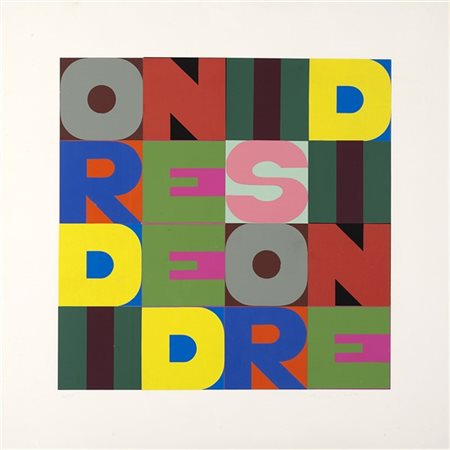 Alighiero Boetti "Ordine e Disordine" 1980
serigrafia a colori, collage
cm 100x1