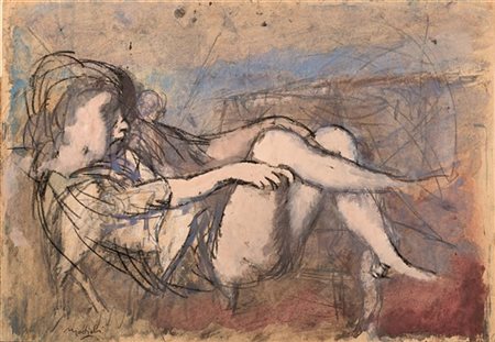 Carlo Mattioli "Figura" anni '50
tecnica mista su cartoncino
cm 38x55
Firmato in