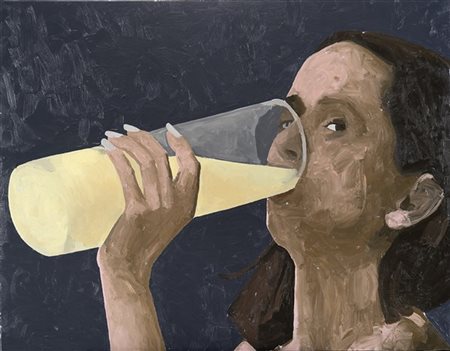 Ryan Mendoza "Woman drinking" 2001
olio su tela
cm 151x200
Firmato al retro

Pro