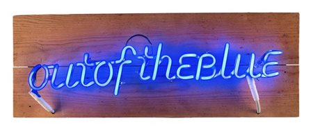 Maurizio Nannucci "Out of the Blue" 1993vetro blu e luce al neon su tavolacm 2