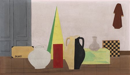 Atanasio Soldati "Natura morta" 1943
tempera su cartoncino
cm 21x34
Firmato in b