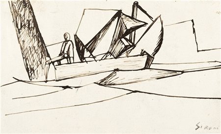 Mario Sironi "Barca e pescatore" 1920 circa
china su carta
cm 13x21,5

Provenien
