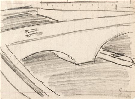 Mario Sironi "Ponte" 1920 circa
matita su carta
cm 14x19

Provenienza
Collezione