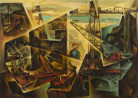 Tullio Crali "La grande diga" 1962
olio su cartone
cm 49x69
Firmato e datato 62