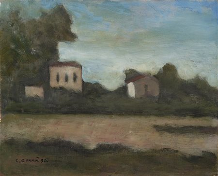 Carlo Carrà "Paesaggio di Forte dei Marmi" 1963
olio su tela
cm 40x50
Firmato e