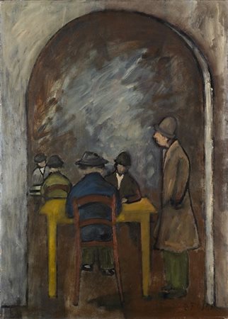 Ottone Rosai "Interno con figure" 1950 circa
olio su tela
cm 70x50
Firmato in ba