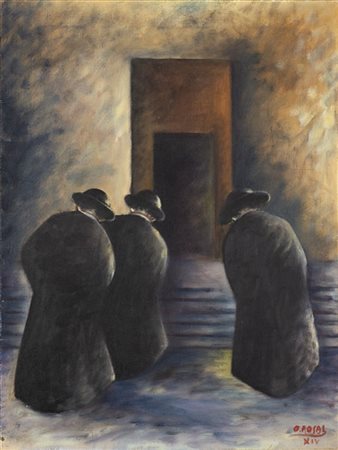 Ottone Rosai "Tre preti" 1936
olio su tela
cm 80x60,5
Firmato e datato XIV in ba